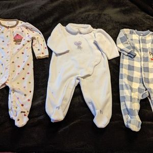 Carter's 9 month Baby Girl Winter Sleepers, Lot of 3 EUC